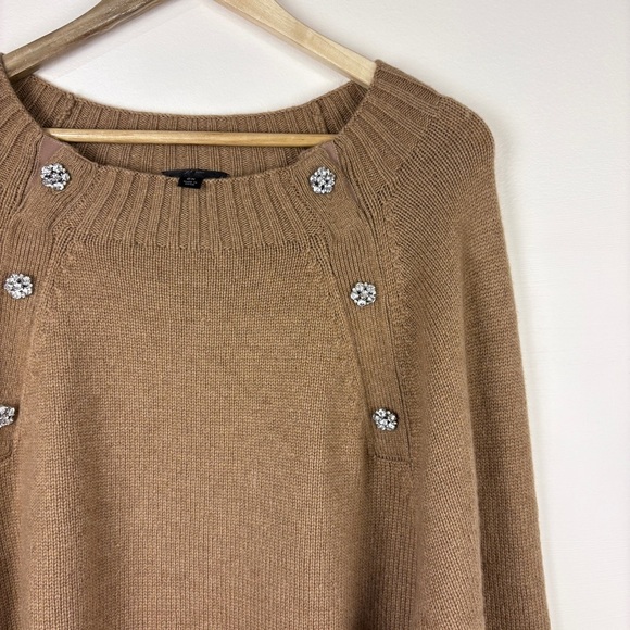 J. Crew Wool Tan Sweater with Jewel Buttons Preppy Classic - Picture 2 of 6